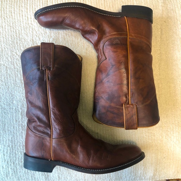 Justin Boots Shoes Justin Chestnut Marbled Deerlite Roper Boots